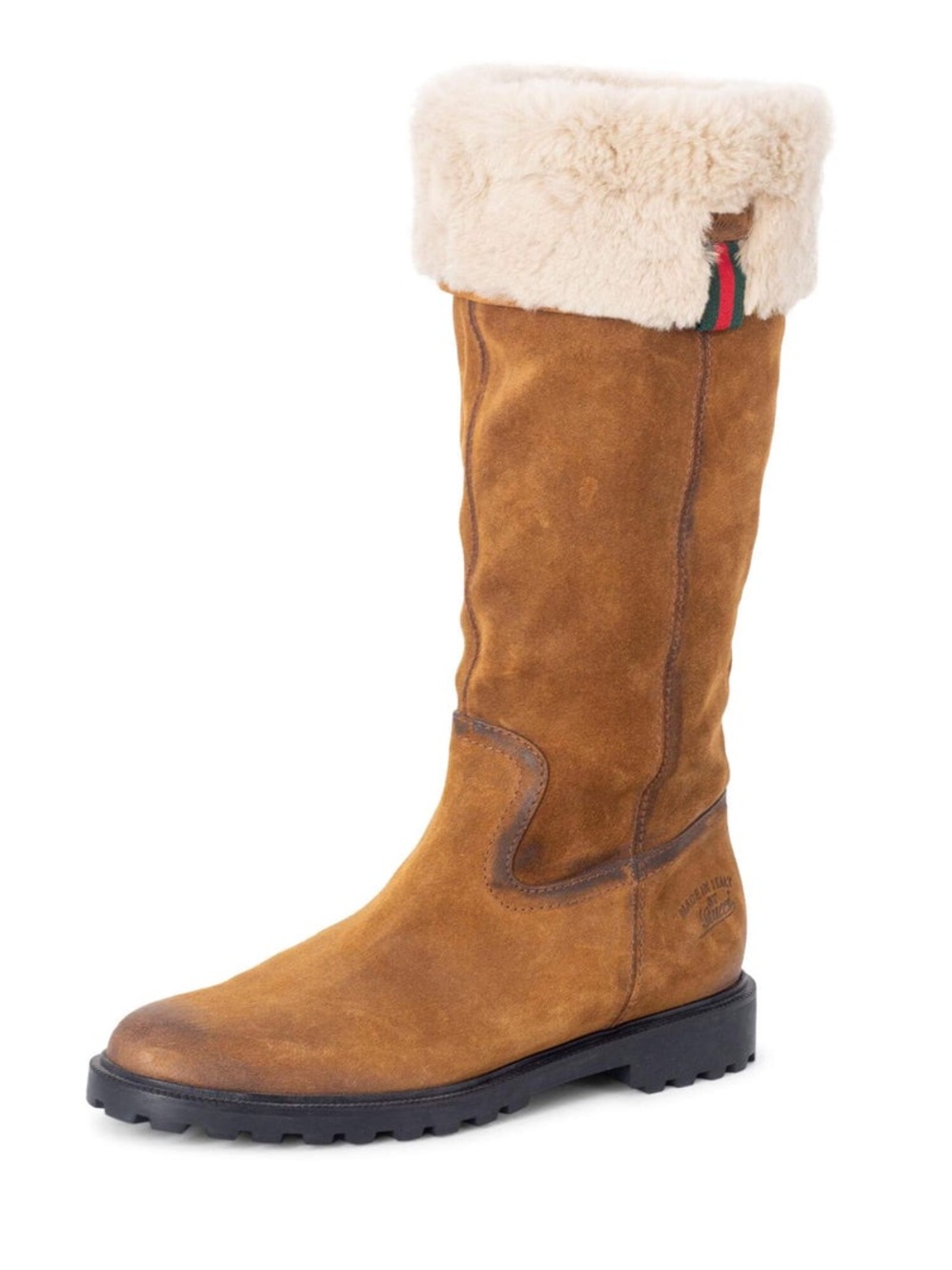 GUCCI Shearling Suede Knee Boot